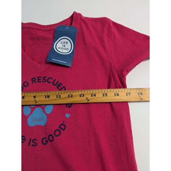 Life is Good My Dog Rescued Me Womens Crusher Tee Size Small Dog Lovers Red New - Picture 8 of 9